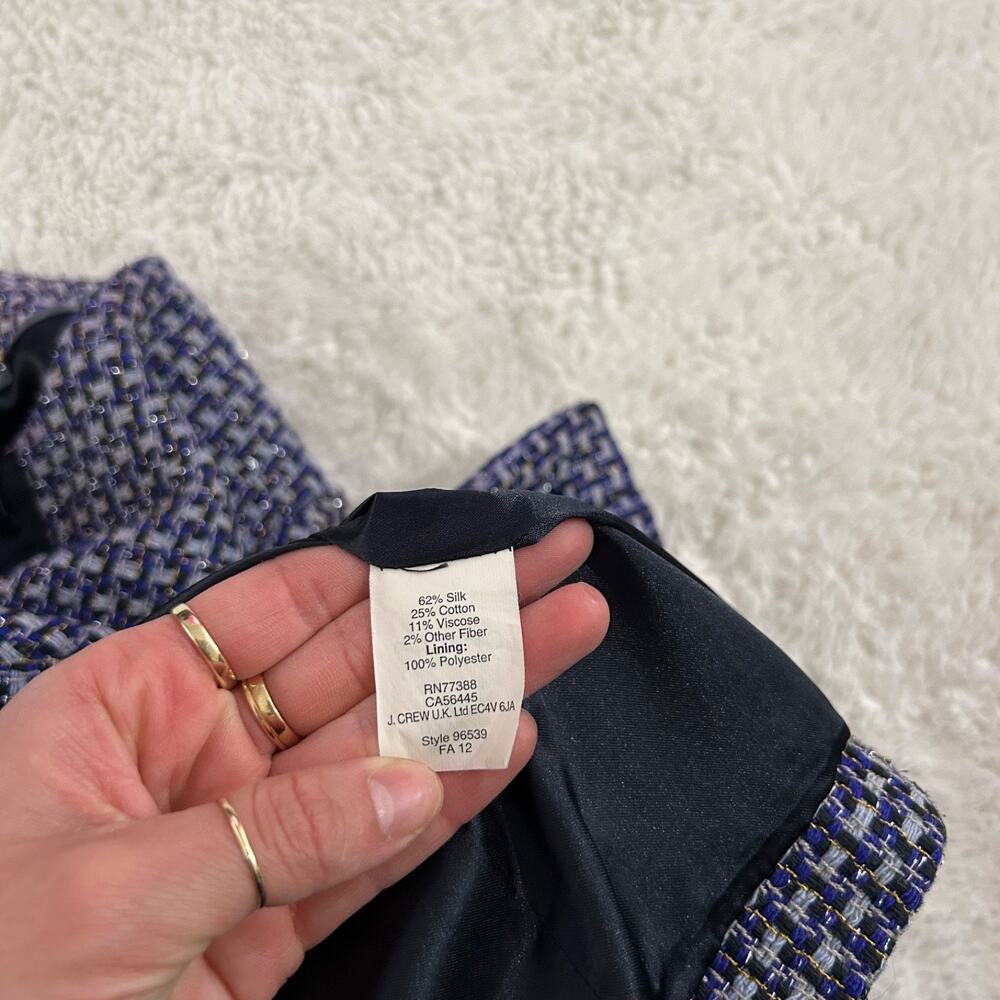 J Crew Womens Sz 6 Navy Silk Tweed Jacket Blazer Career Preppy Classic Teacher - Picture 9 of 9